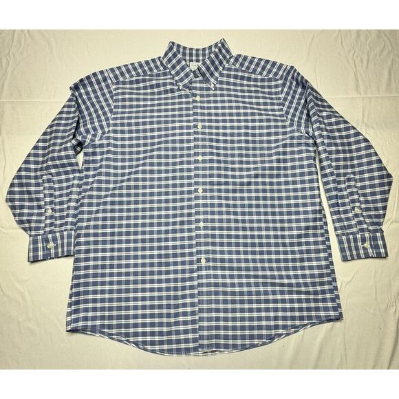 L.L. Bean Men's Traditional Fit Blue Plaid Button Up Shirt - Size XL (16.5-32) - Picture 1 of 3